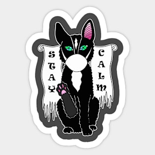 Black cat calm in mask Sticker